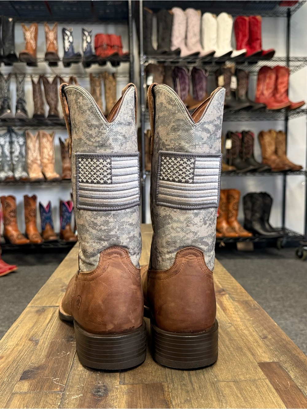 Ariat Patriot Western Cowboy Boots Green Camo Square Toe Size 13 - Picture 3 of 7
